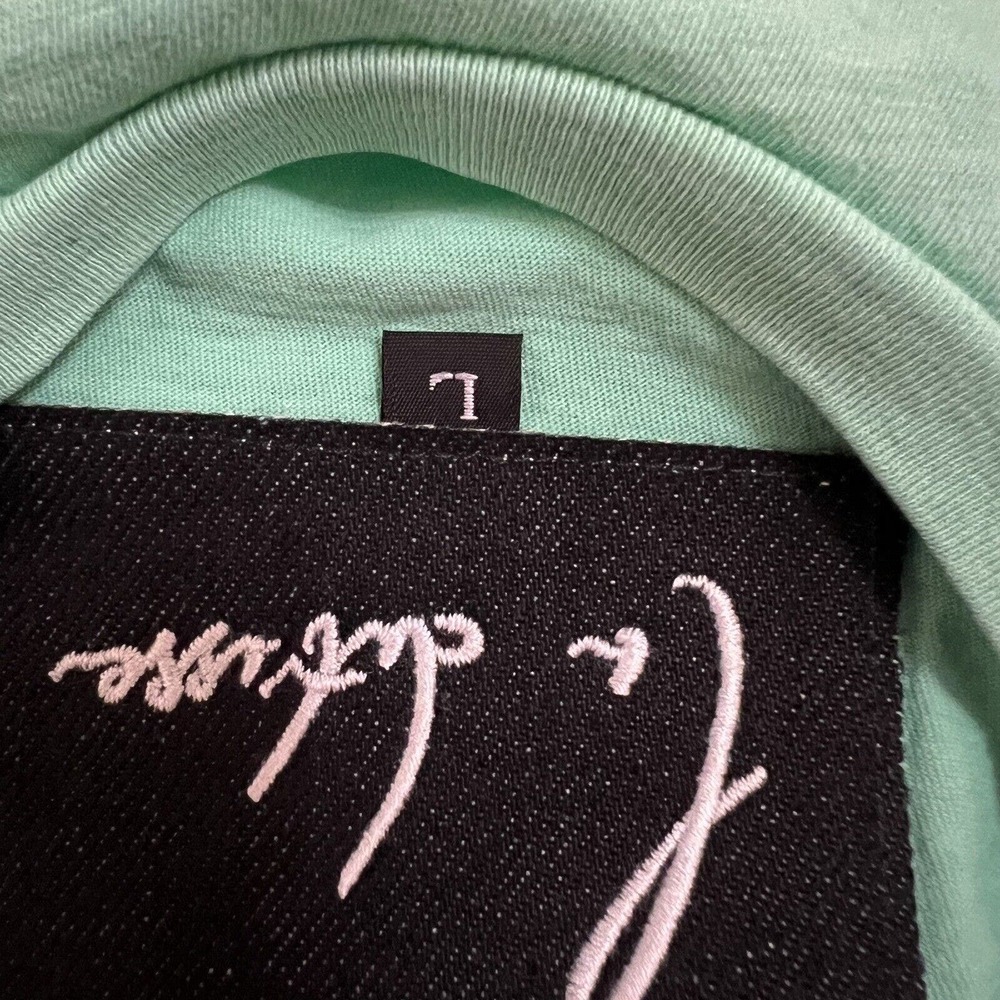 La Detresse Womens NWT Sz L Thin Mint Green Panic O'Clock Short Slv T Shirt $160 - Picture 5 of 6